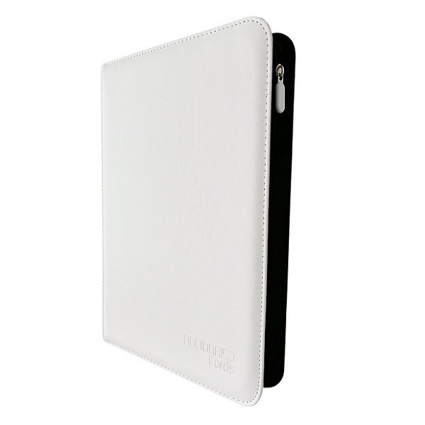 Pasta Binder Premium 9 bolsos com zíper, p/ 540 cards TCG, carregamento lateral dupla face, capa de couro PU (branco)