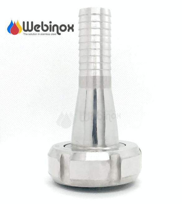 Adaptador Niple Porca SMS 2" x Espigão para Mangueira de 1" 304