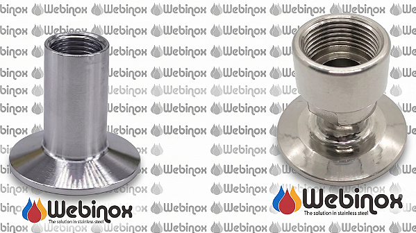 Niple Adaptador TC 1" / 1.1/2" x BSP/L Fêmea 1/2" Aço Inox 304