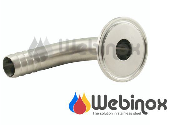 Niple Adaptador TC 1" x Curva 90º Espigão Mangueira 3/4" Aço Inox 304