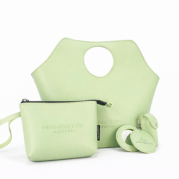 KIT FEMME VERDE | Bolsa Prática | Necessaire Carteira | Porta Batom com Espelho Integrado