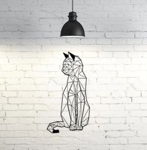 Decoração Geométrica - Gato em 3D