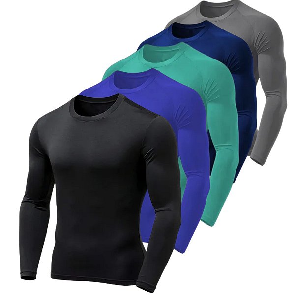 Camiseta Térmica Proteção UV 50+ Camisa Termica Manga longa Segunda Pele LJ  Camisa UV Masculina