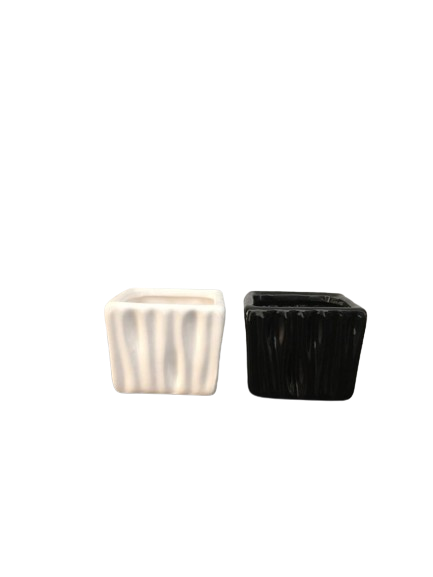 Vaso cerâmica coleção preto e branco quadrado