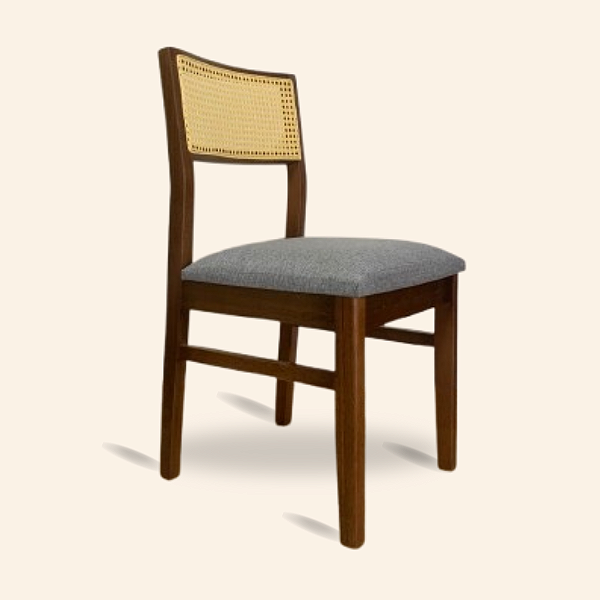 Cadeira jantar encosto em tela natural assento estofado - Vertice
