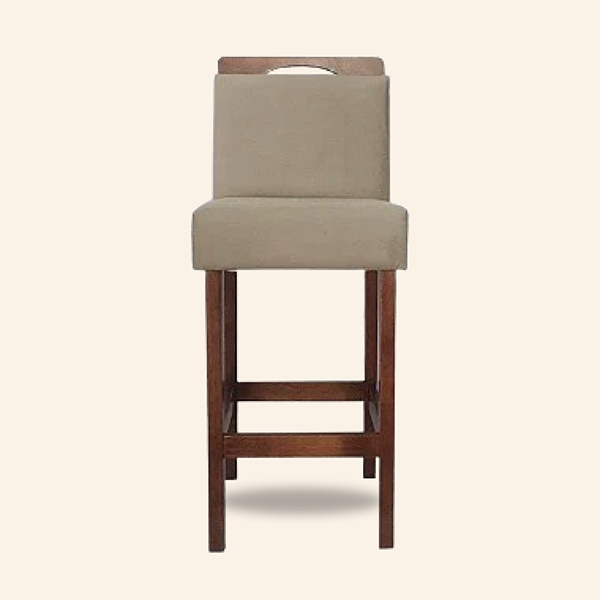 Banqueta estofada 80cm - Eucalipto - Suede Bege
