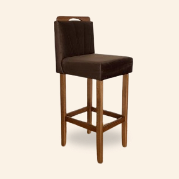 Banqueta estofada 60cm Eucalipto Suede veludo marrom