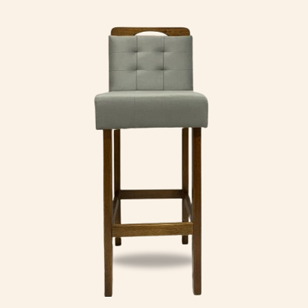 Banqueta estofada 60cm  Eucalipto - Veludo cinza claro