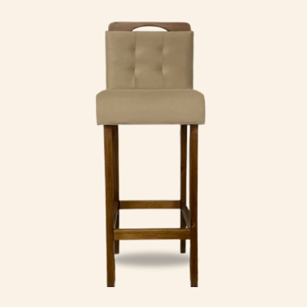 Banqueta Estofada 70cm - Eucalipto - Suede Bege capitone