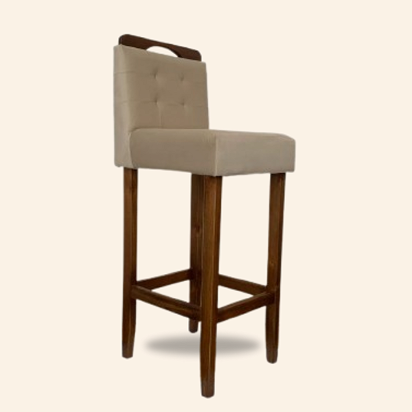 Banqueta estofada 80cm - Eucalipto - Suede Bege capitone