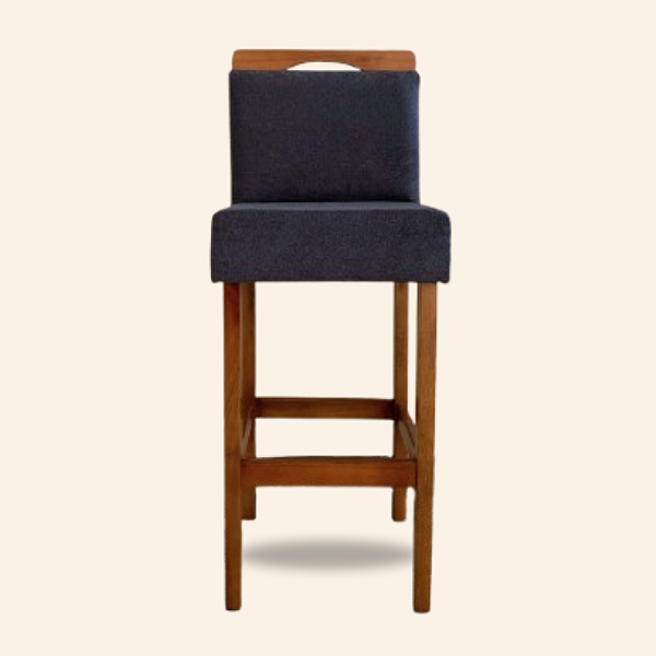 Banqueta Estofada 70cm - Eucalipto - Camurça grafite