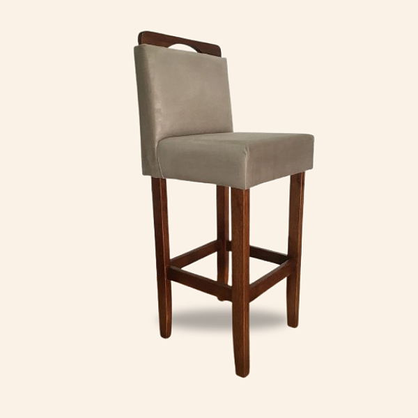 Banqueta Estofada 70cm - Eucalipto - Suede Bege