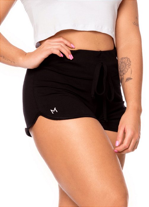 Short luxo moletinho preto