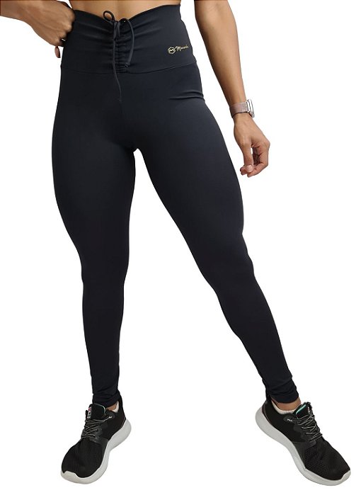 Legging luxo essence preta com cordão