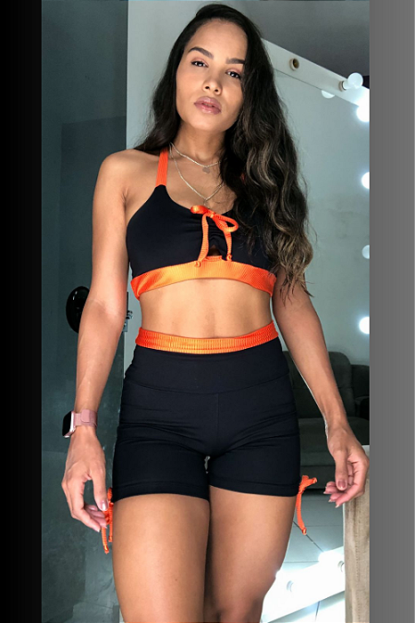 Conjunto colors short black orange