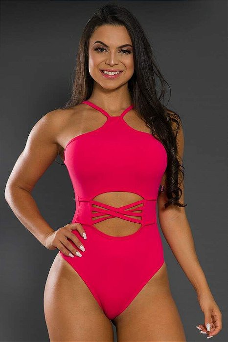 Body rosa com abertura e tiras