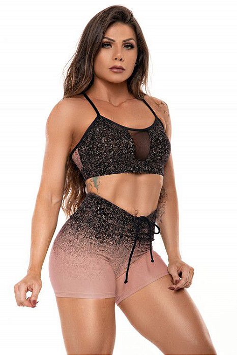 Short luxo jacquard degrade rosê