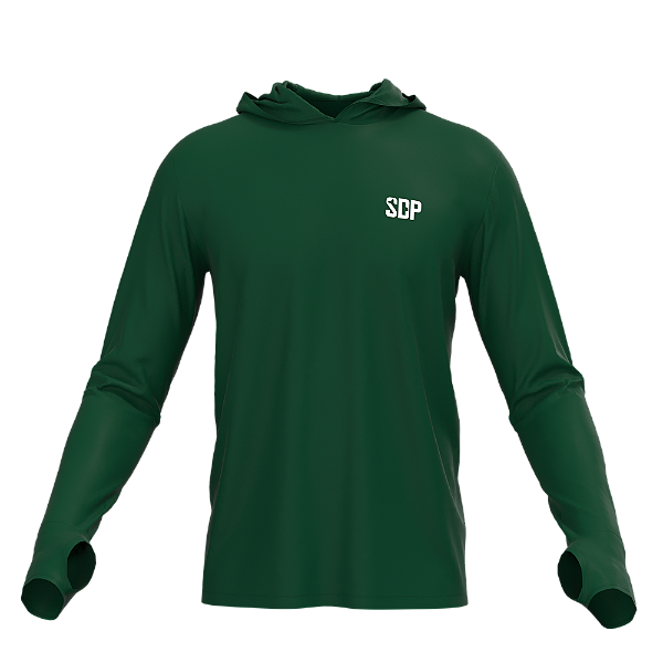 Camisa Poliamida com Capuz, Passante no Polegar, Verde