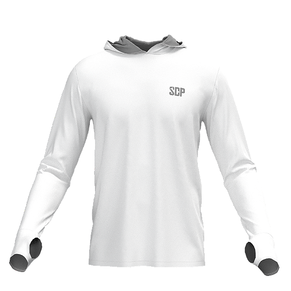 Camisa Poliester com Capuz, Passante no Polegar BRANCO