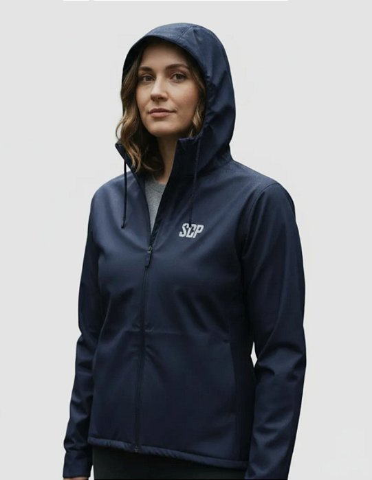 Jaqueta Corta Vento Sodpesca com Capuz Azul Marinho Feminina