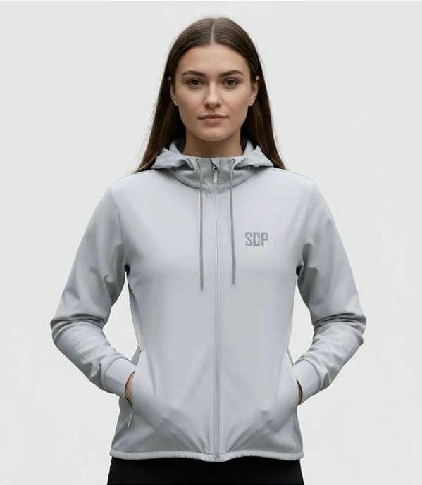 Jaqueta Corta Vento Sodpesca com Capuz Cinza Feminina