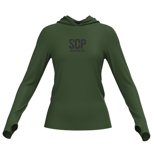 Camisa Poliester MERIDA com Capuz, Passante no Polegar VERDE