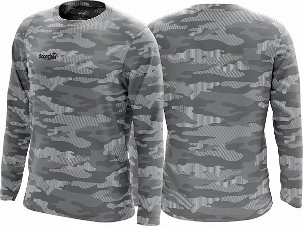 Segunda Pele Manga Longa Camuflada Cinza