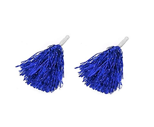 Par de pompons metalizados  - azul