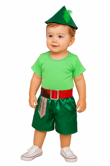 Fantasia conjunto Peter bebê com acessórios