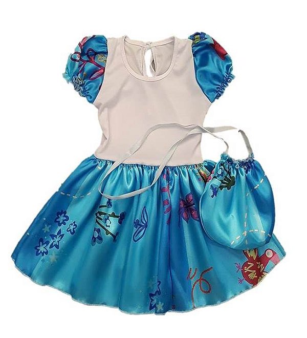 Fantasia vestido Bel bebê com bolsinha
