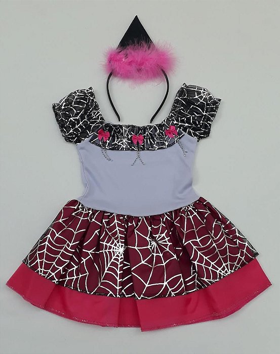 Fantasia vestido Bruxinha teia bebê com tiara