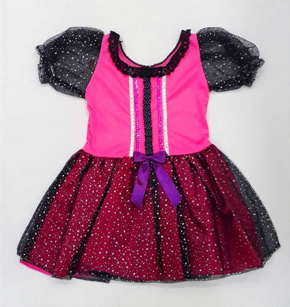 Fantasia vestido Bruxinha pink brilho bebê