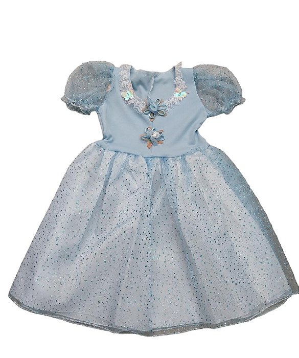 Fantasia vestido Princesa azul glitter bebê - Fantasia E Folia