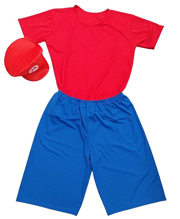 Fantasia conjunto Mario adulto com chapéu