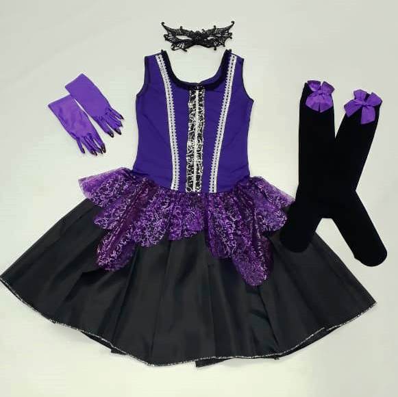 fantasia de bruxa infantil vestido preto e roxo