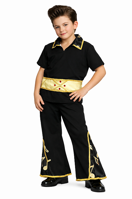 Fantasia conjunto Elvis Rei do Rock juvenil com capa e cinto