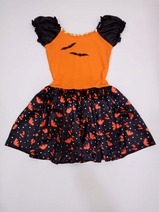 Fantasia vestido Bruxa laranja juvenil