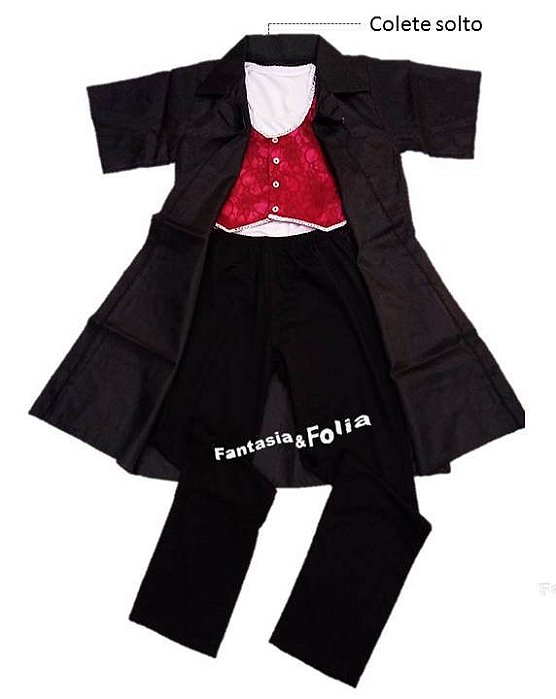 Fantasia conjunto Drácula juvenil com capa