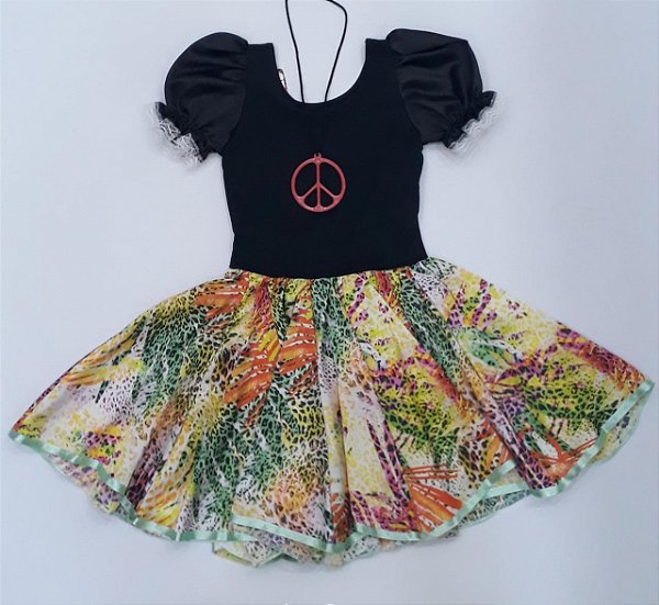 Fantasia vestido hippie Anos 70 infantil - juvenil