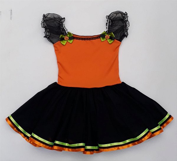Fantasia vestido Bruxa Abóbora infantil