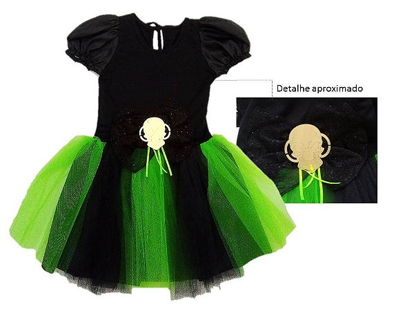Fantasia vestido Bruxa caveira infantil