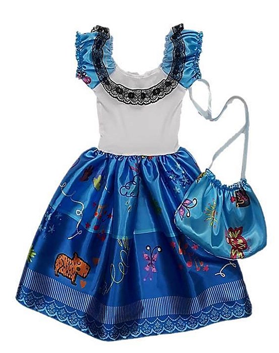 Fantasia vestido Princesa Bel infantil com bolsinha