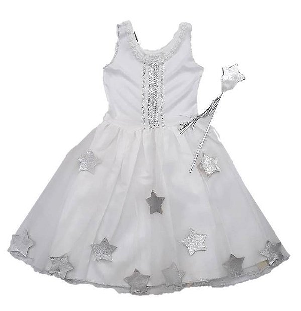 Fantasia vestido Fada branca infantil com acessórios - 2 modelos