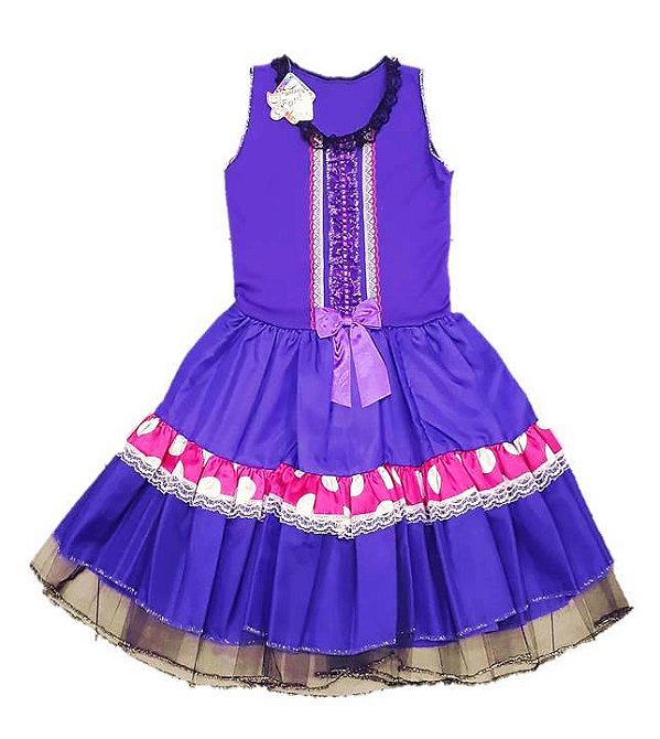 Fantasia vestido Bruxa roxa e preta infantil