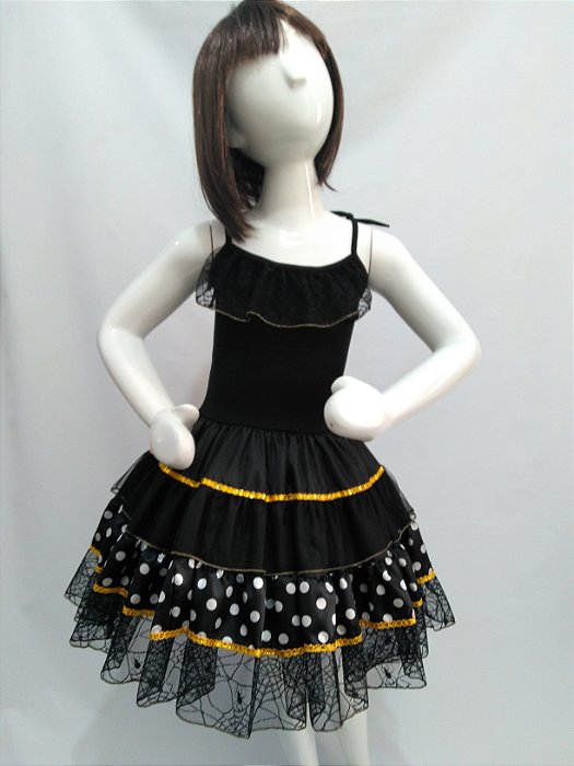 Fantasia vestido Bruxa poás infantil