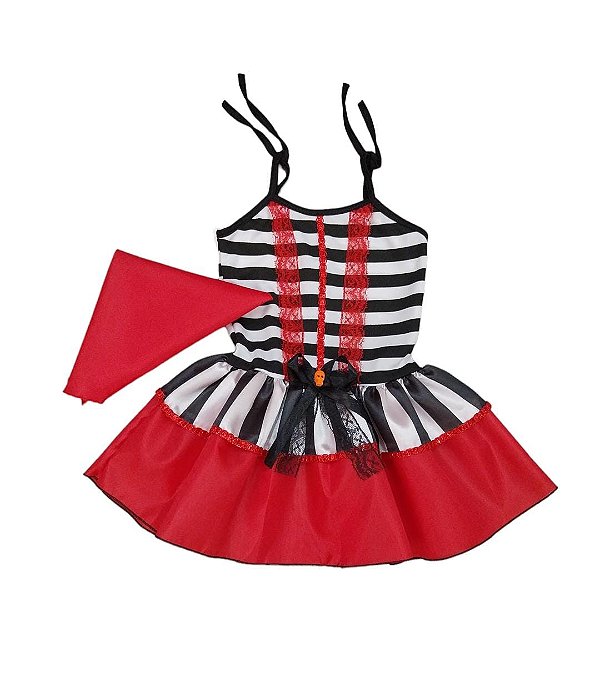 Fantasia vestido Piratinha bebê com lenço