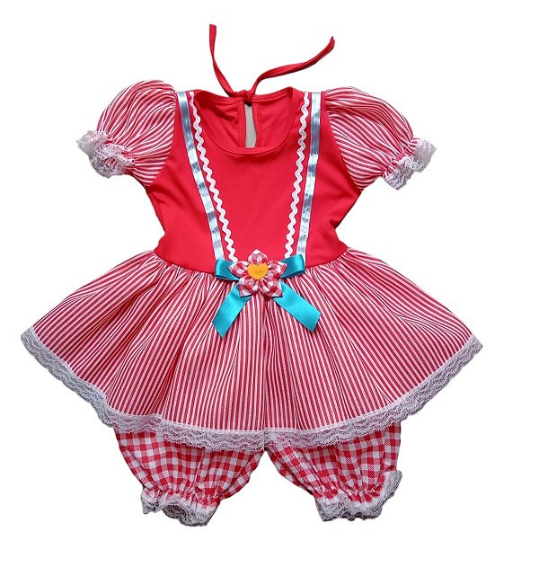 Vestido junino em helanca com calçola bebê