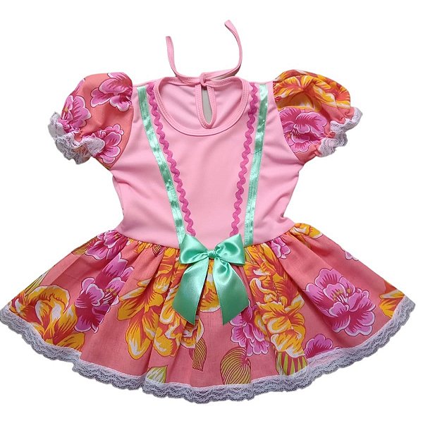 Vestido junino helanca sem calçola bebê