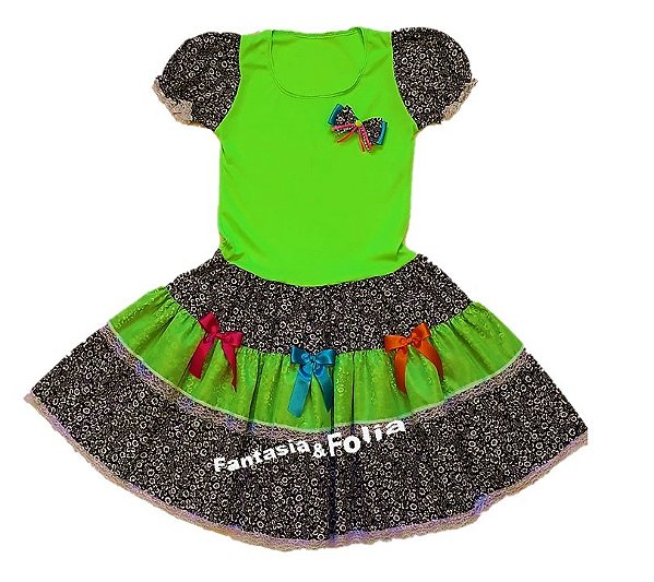 Vestido junino neon juvenil
