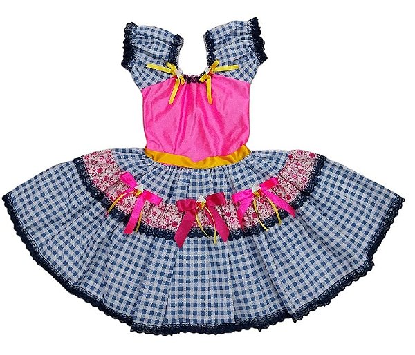 Vestido junino  xadrez ombro a ombro